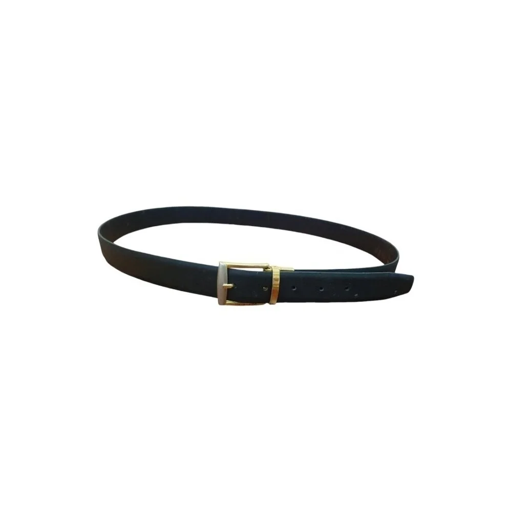 PIERRE CARDIN Belt Black/Brown Cowhide Leather/Brass Buckle Size 42/105